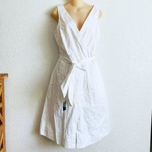 New Ralph Lauren White Romper Playsuit Skort 10 Cotton Blend V-neck Sleeveless